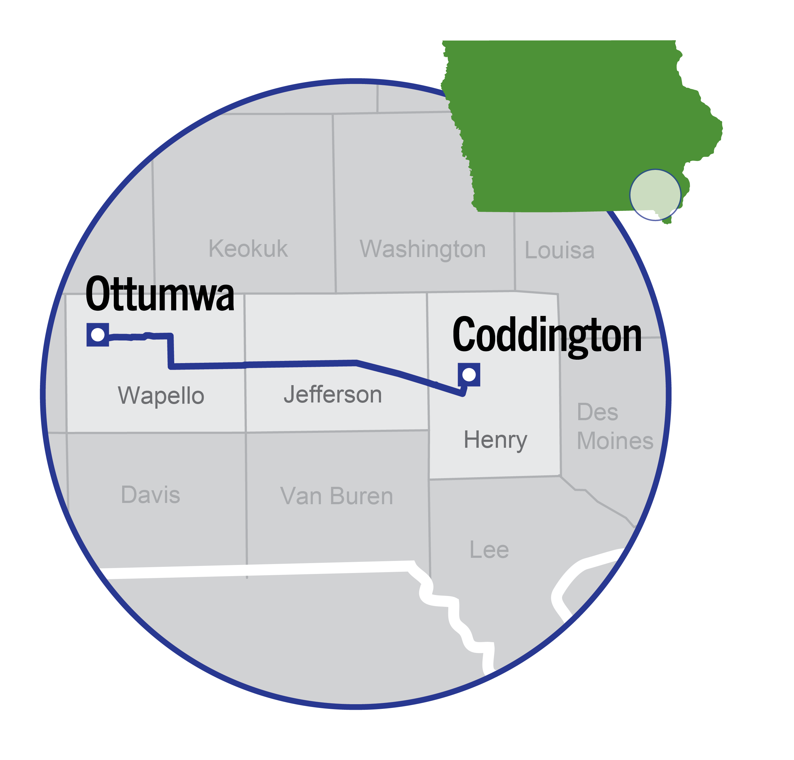 Map- Coddington - Ottumwa